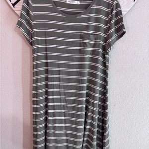 Arizona Olive Striped T-Shirt Dress